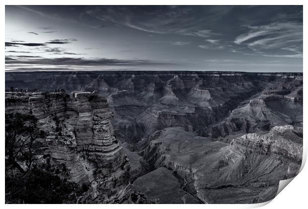 Early Evening at the Grand Canyon No. 1 bw Print by Belinda Greb
