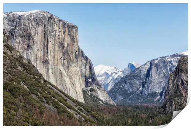 El Capitan, Half Dome and Sentinel Rock from Tunne Print by Belinda Greb
