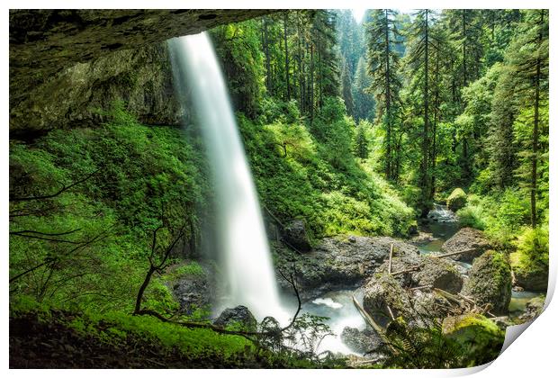 Looking Out From Under North Falls Print by Belinda Greb