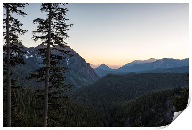 Sunset at Inspiration Point in Mount Rainier Print by Belinda Greb