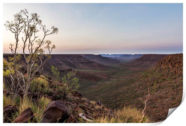 Dawn at Klip River Valley in Namibia Print by Belinda Greb