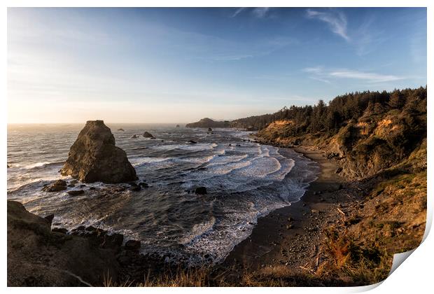 Golden Hour at Otter Point Print by Belinda Greb