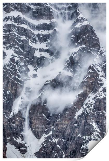 Mini Avalanche Above Waterfowl Lake, No. 1 Print by Belinda Greb