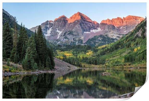 Sunrise at Maroon Bells, No. 2 Print by Belinda Greb