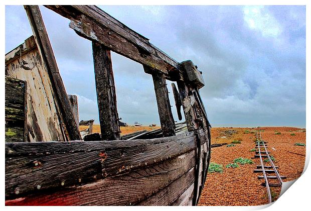 Wreck at Dungeness Print by Richard Cruttwell