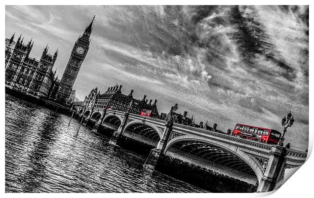 Three Red London Buses Print by Scott Anderson