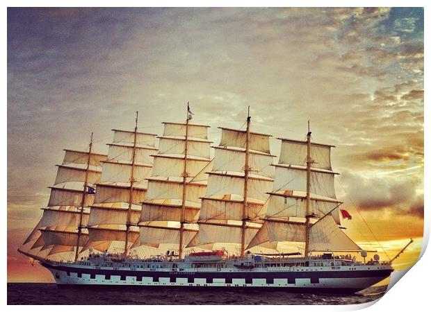 Masted Sailing Ship Print by Scott Anderson