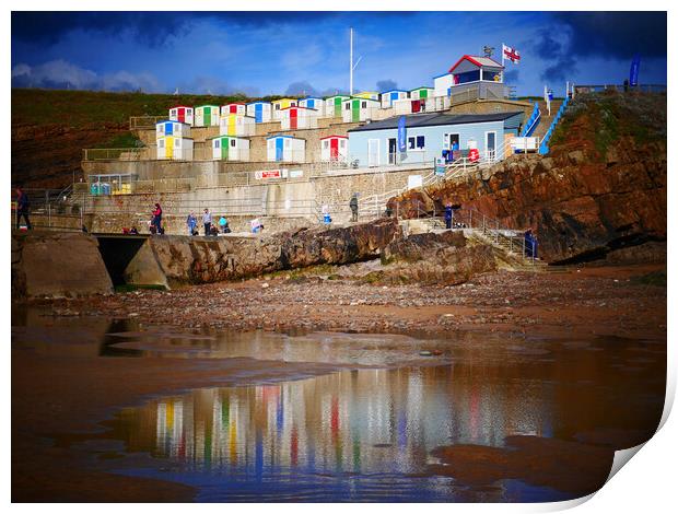 Bude Beach Huts Print by Andy Armitage