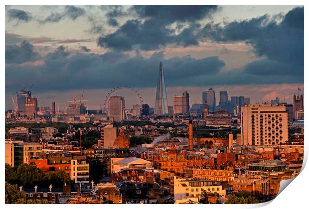 Sunset skyline of London Print by Andy Armitage
