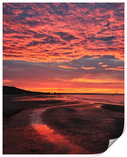 Sunset skies over Saltburn by the Sea Print by Dan Ward