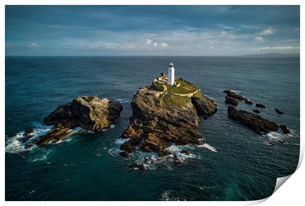 Godrevy Lighthouse, Cornwall Print by Dan Ward