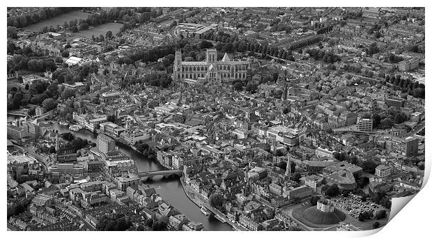  York city and Minsterfrom the air Print by Dan Ward