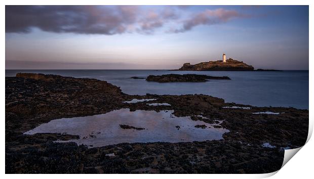 Sunrise at Godrevy Lighthouse, Cornwall Print by Dan Ward