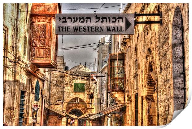 Western Wall Directions Print by Gurinder Punn