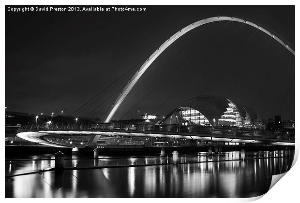 Newcastle Quayside at night Print by David Preston