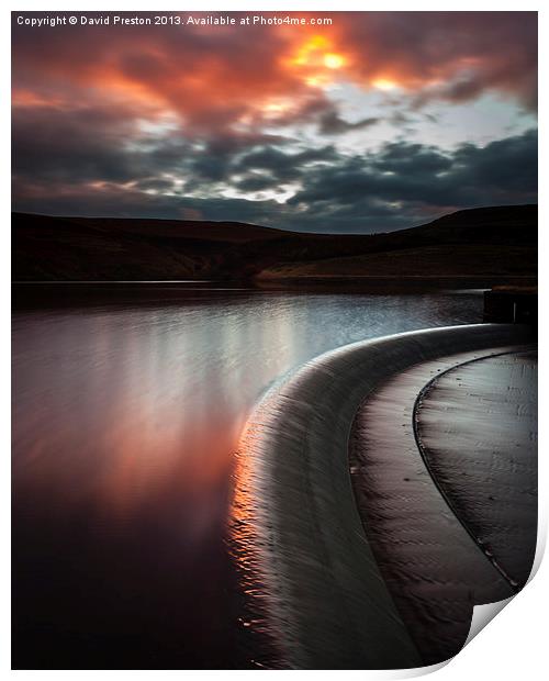 Sunset  Butterley Reservoir Marsden Print by David Preston