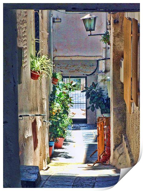 An alleyway in Lanjaron Print by Adrian Wilkinson