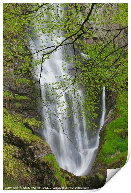 Pistyll Rhaeadr Waterfalls Welshpool Powys Wales Print by Chris Warren