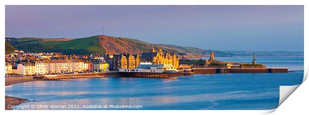 Aberystwyth in the evenig light Ceredigion Wales Print by Chris Warren