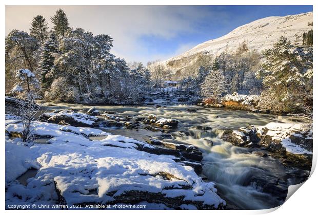 Falls of Dochart Killin Scotland in winter  Print by Chris Warren