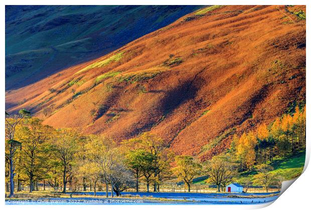 Early morning light at Buttermere in autumn  Print by Chris Warren