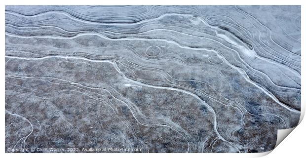 Frozen ice pattern at Loch Tulla Highland Scotland Print by Chris Warren