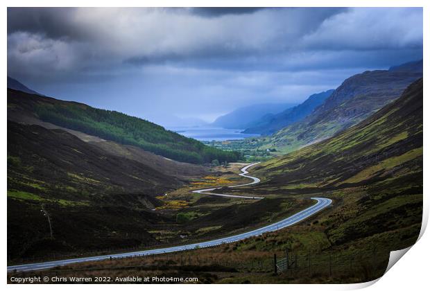 Road to Glen Docherty Loch Maree Scotland Print by Chris Warren