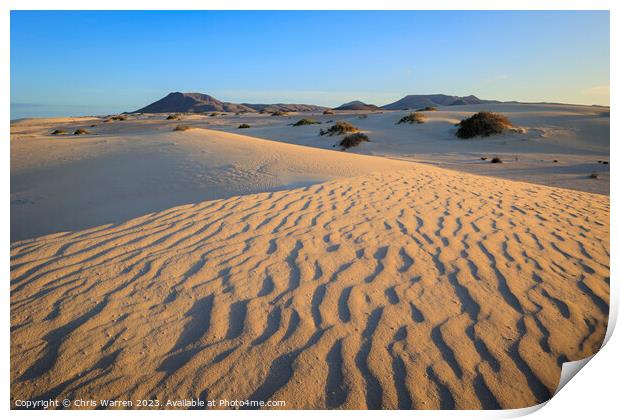 Sand dunes Parque Natural Corralejo Fuerteventura Print by Chris Warren