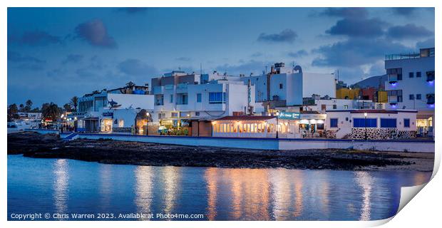 Old Town beach Corralejo Fuerteventura at twilight Print by Chris Warren