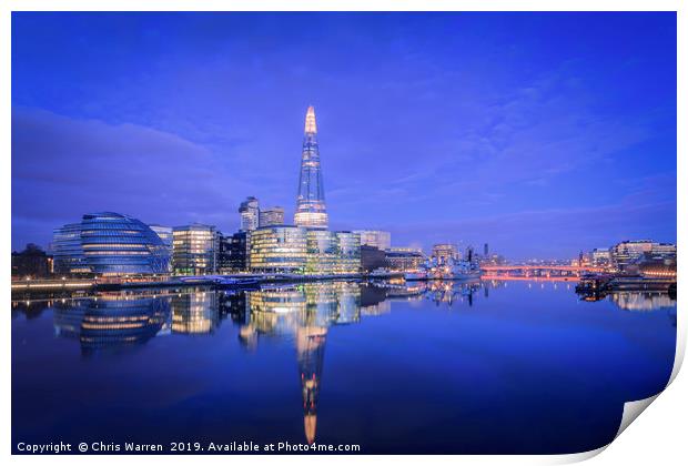 The Shard reflected in the River Thames London  Print by Chris Warren