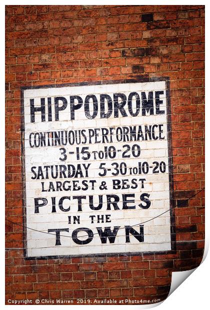 Hippodrome sign Kettering Northamptonshire  Print by Chris Warren