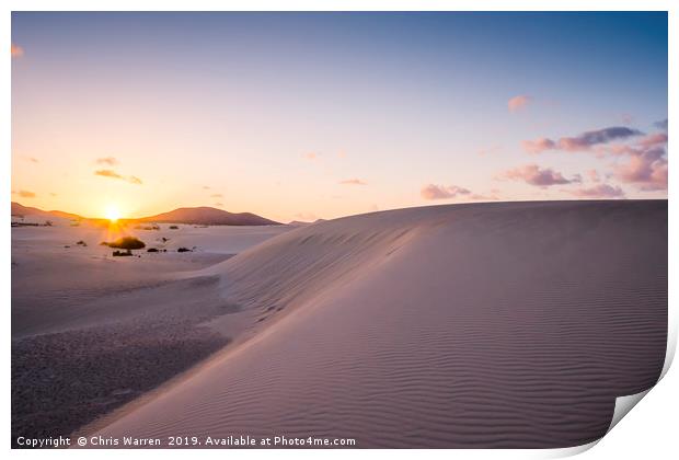 Sand dunes in the evening light Corralejo  Print by Chris Warren