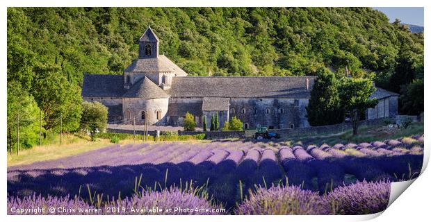Lavender fields Senanque Abbey France Print by Chris Warren