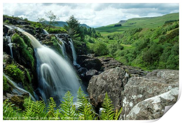 The Loup of Fintry Waterfall Fintry Stirlingshire  Print by Chris Warren