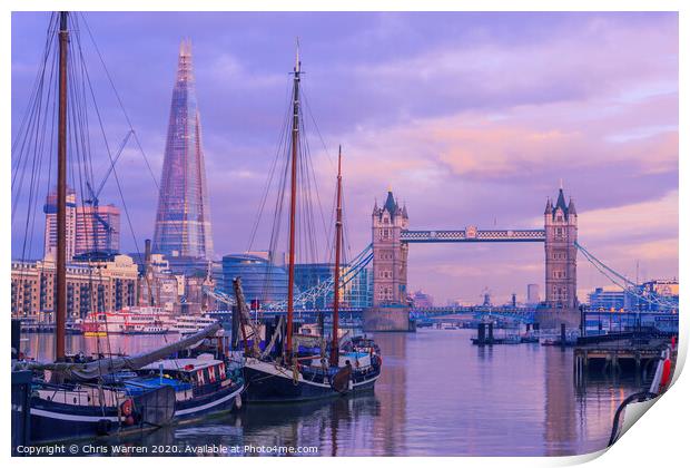 Tower Bridge and The Shard River Thames London  Print by Chris Warren