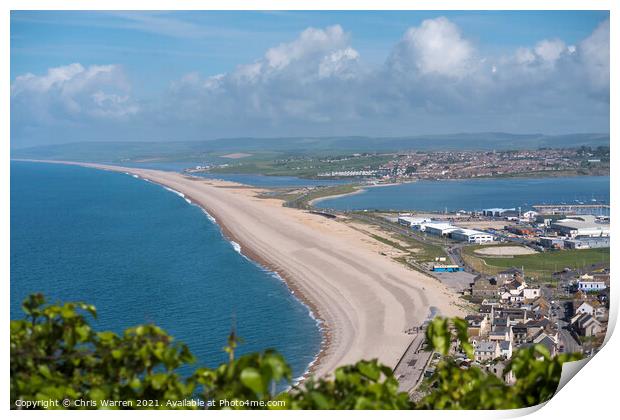 Chesil Beach Portland Dorset England Print by Chris Warren