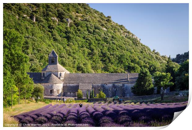Senanque Abbey with lavender fields Provence Franc Print by Chris Warren