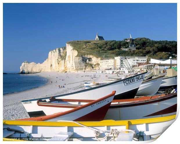 Colourful boats at Etretat France Print by Chris Warren