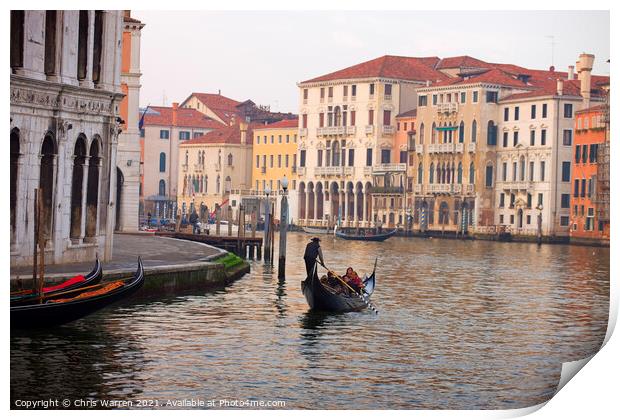 Gondola on the Grand Canal Venice Print by Chris Warren