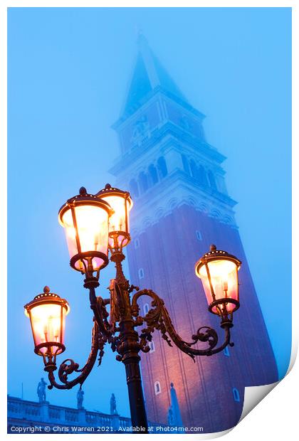 Campanile from Doges Palace  St Marks Square Venic Print by Chris Warren