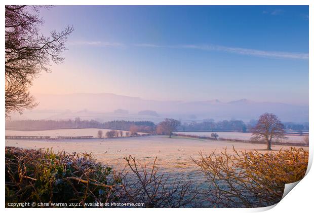Winter sunrise Brecon Beacons Wales Print by Chris Warren