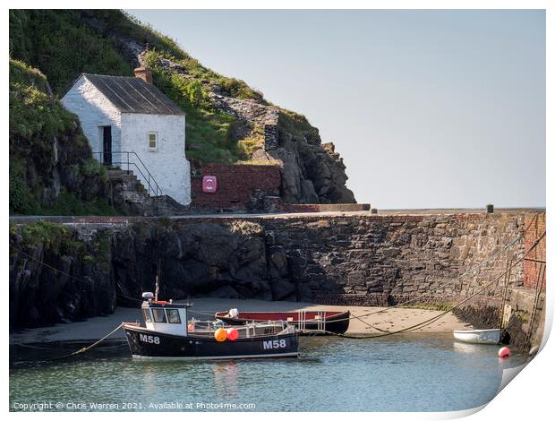 Fishing boat at Porthgain Harbour Pembrokeshire Wa Print by Chris Warren