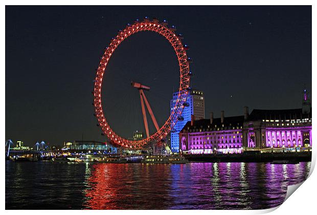 London Eye in Colour Print by Elaine Davis