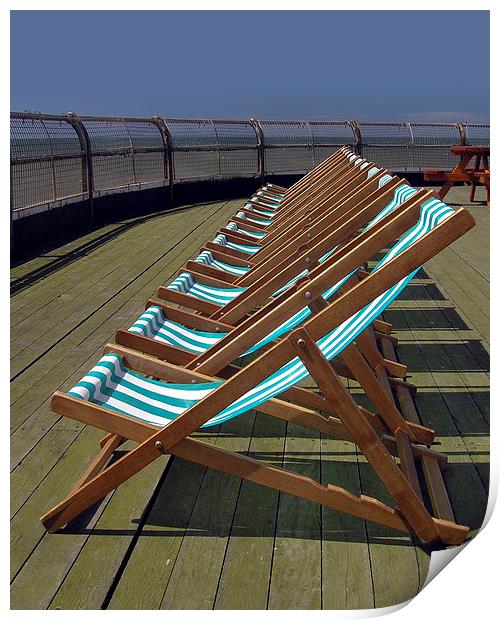 Deckchairs Print by Victor Burnside