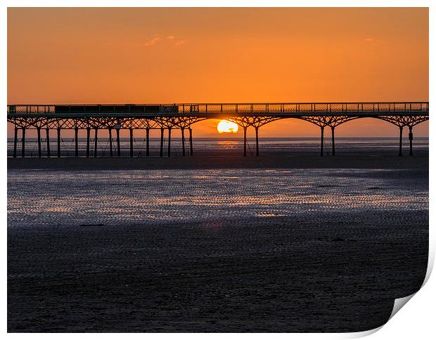 Pier at sunset Print by Victor Burnside