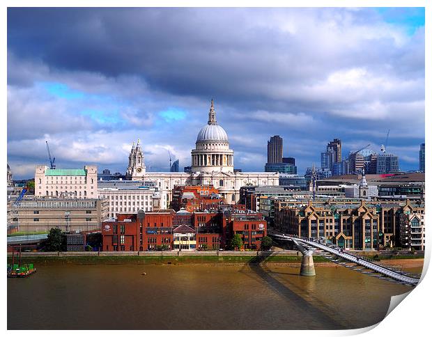 St Pauls and Millennium bridge Print by Victor Burnside