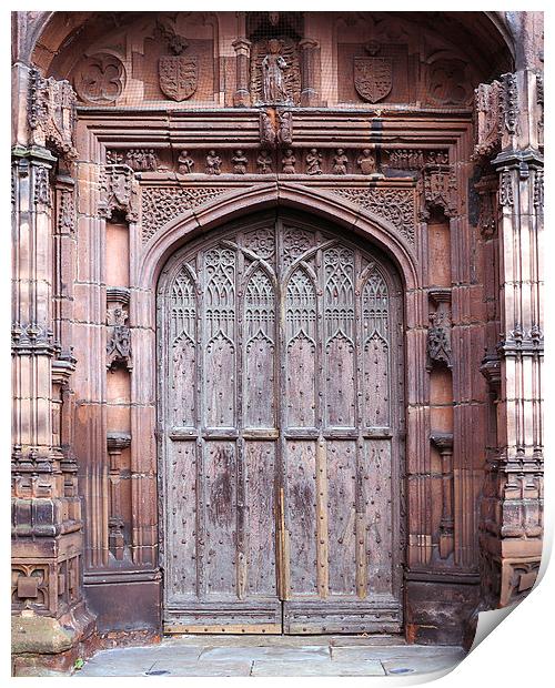Chester Cathedral Door Print by Victor Burnside