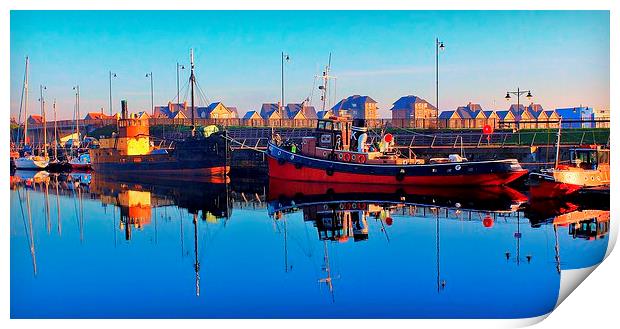 Chatham Marina, Kent, Boats Print by Robert Cane