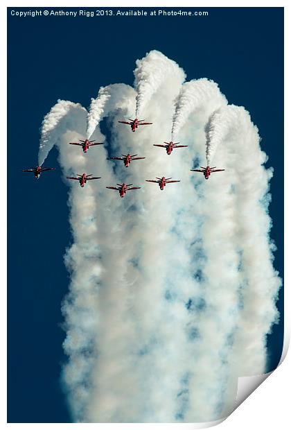 Red Arrows Display Team Print by Anthony Rigg