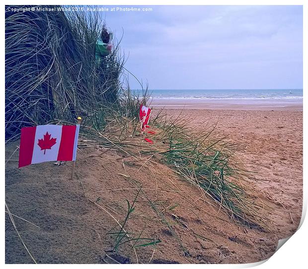  Juno Beach Canadian Flag Print by Michael Wood